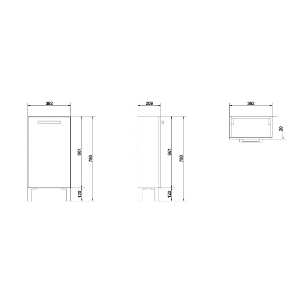 Тумба подвесная Cersanit Melar 40 392х209х661 белый (P-SU-MEL-CM40)