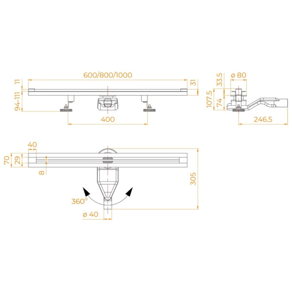 Душевой трап RGW SDR-50B 80 см черный (76215080-04)