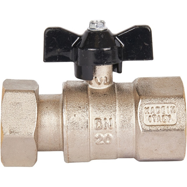 Кран 1"*1" ВВ шаровый с накидной гайкой Stout (черная бабочка) (SVB-0009-000025)