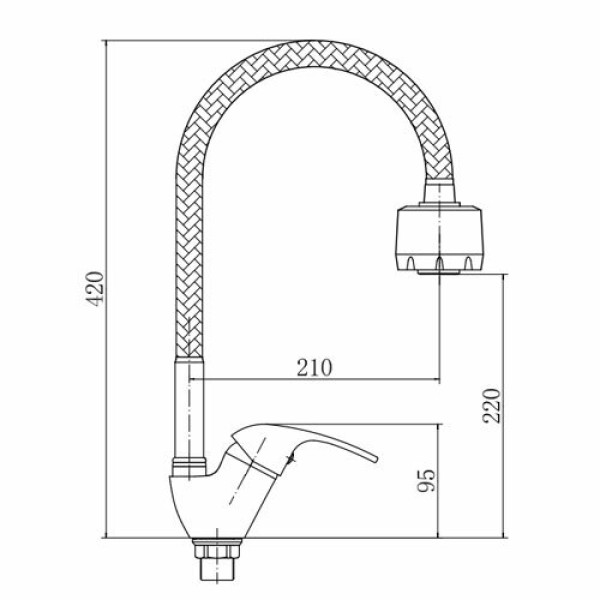 Смеситель для кухни Fashun с гибким изливом хром (A4303)