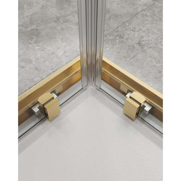 Душевой уголок Cezares Molveno 120x90x195 стекло прозрачное, профиль брашированное золото (MOLVENO-AH-21-90+30-C-BORO-IV)