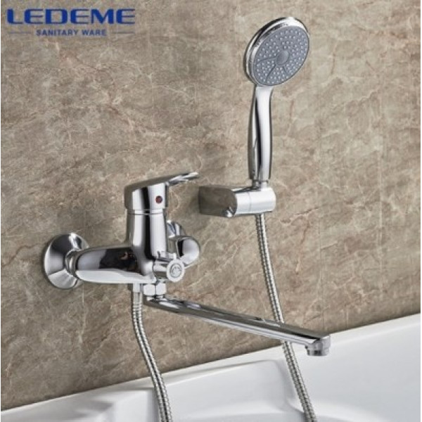 Смеситель для ванны и душа Ledeme с душевым гарнитуром (L2207)