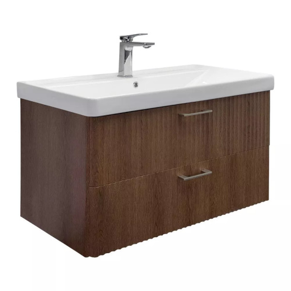 Тумба подвесная с раковиной Comforty Ангара 900x475x590 дуб темно-коричневый (00-00021037)