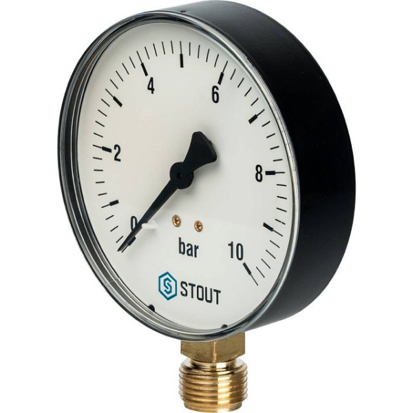 Манометр радиальный 1/4" 63 мм (0...10 бар, кл.2.5) Stout (SIM-1010-631008)