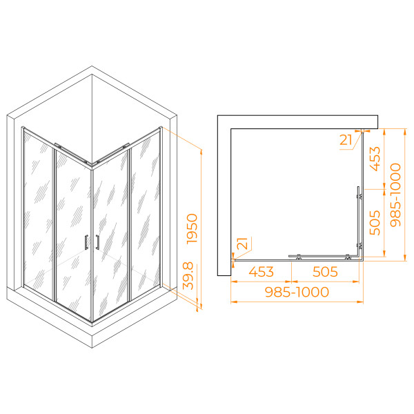 Душевой уголок RGW Passage 100x100x195 стекло прозрачное, профиль черный (350803000-14) Душевой уголок RGW Passage 100x100x195 стекло прозрачное, профиль черный (350803000-14)