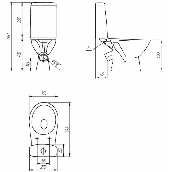 Унитаз-компакт Cersanit Just 031 3/6 TPL (64073) Унитаз-компакт Cersanit Just 031 3/6 TPL (64073)