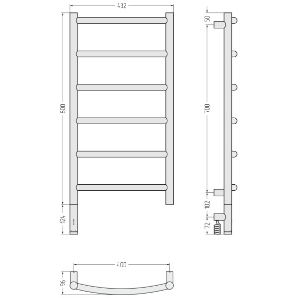 Полотенцесушитель электрический Сунержа Галант 3.1 800x400 провод слева матовый чёрный (31-6000-8040)