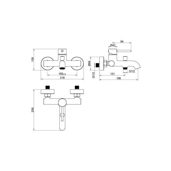 Смеситель для ванны и душа Aquatek Европа шлифованный черный хром (AQ1340BGM)