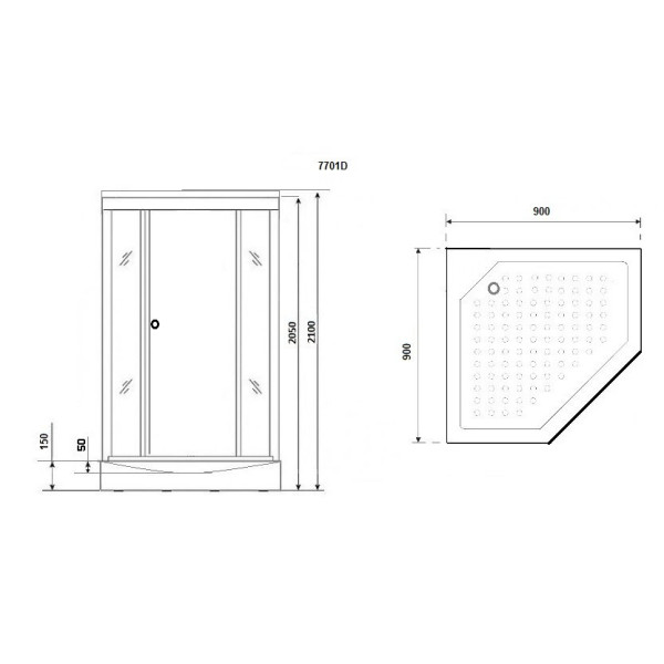 Душевая кабина Luxe 90x90 стекло прозрачное, профиль Золото (NG-7701DG)