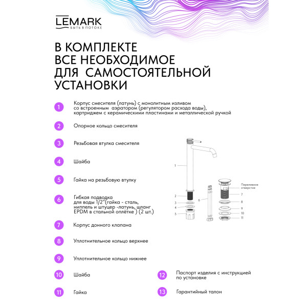 Смеситель для раковины Lemark Beluga хром (LMF-8015B-C)