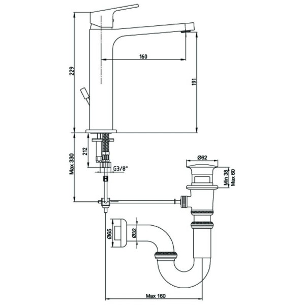 Смеситель для раковины E.C.A Tiera (102188013EX)