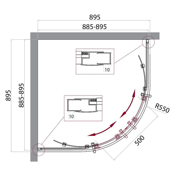 Душевой уголок BelBagno Uno-195 90x90x195 стекло Шиншилла, профиль хром (UNO-195-R-2-90-CH-CR)