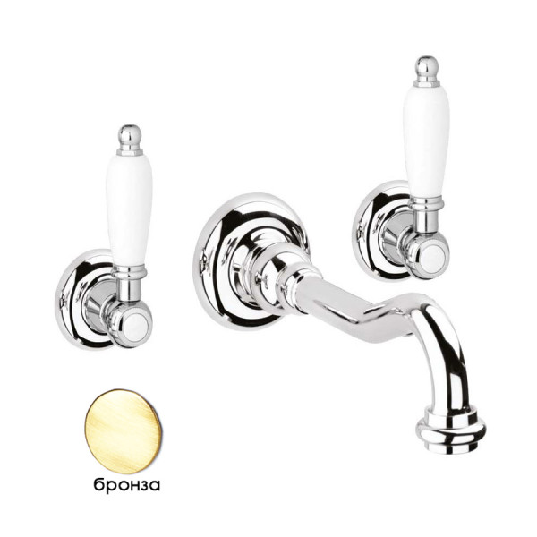 Смеситель для раковины Cezares First бронзовый, ручка рычаг - белый (FIRST-BLS1-02-Bi) Смеситель для раковины Cezares First бронзовый, ручка рычаг - белый (FIRST-BLS1-02-Bi)