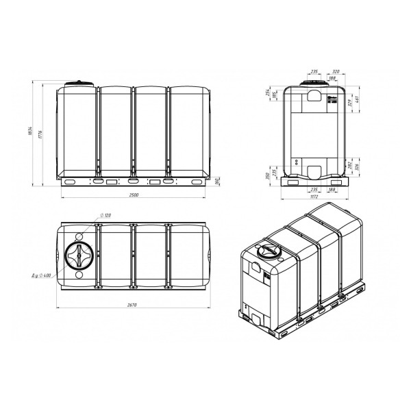 Емкость ЭкоПром KR 4000 л. белая в обрешетке (175.4000.001.000) Емкость ЭкоПром KR 4000 л. белая в обрешетке (175.4000.001.000)