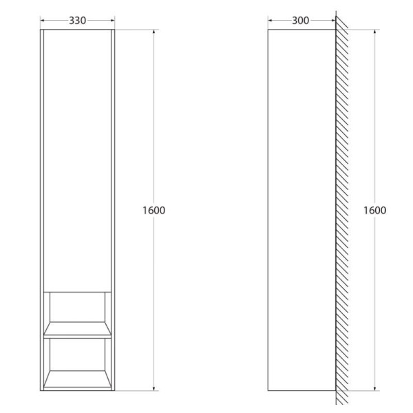 Пенал подвесной BelBagno Kraft 330x300x1600 Rovere Nebrasca Nature/матовый (KRAFT-1600-1A-SC-RNN-R)