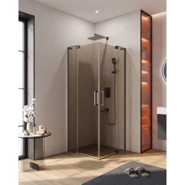 Душевой уголок Cezares Slider 70x70x195 стекло бронза, профиль оружейная сталь (SLIDER-A-2-70/80-BR-GM)