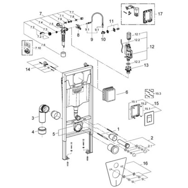 Инсталляция для подвесного унитаза Grohe Rapid SL с клавишей (38775001) хром Инсталляция для подвесного унитаза Grohe Rapid SL с клавишей (38775001) хром