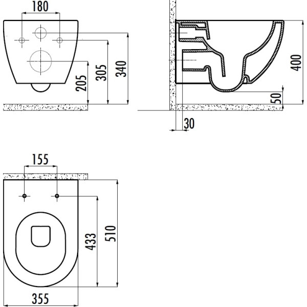 Унитаз подвесной с биде Creavit Free 35,5x51x35 берри матовый (FE322-00BR00E-0000)