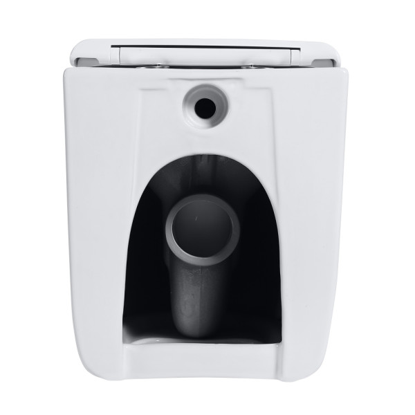 Унитаз напольный Abber Bequem приставной безободковый, смыв торнадо белый (AC1135T)