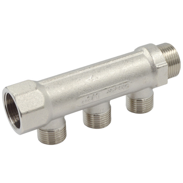 Коллектор 3 отвода 1"х1/2"Н Okseler (никель) (oks00373)