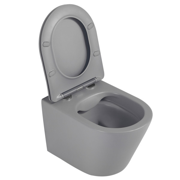 Унитаз подвесной ABBER Bequem серый матовый, безободковый (AC1102MG)