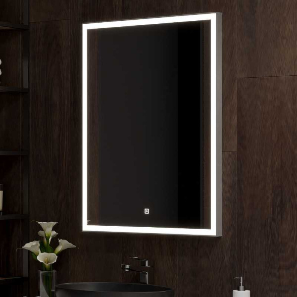 Зеркало с подсветкой Континент Frame Silver LED 800х1000 (ЗЛП1227)