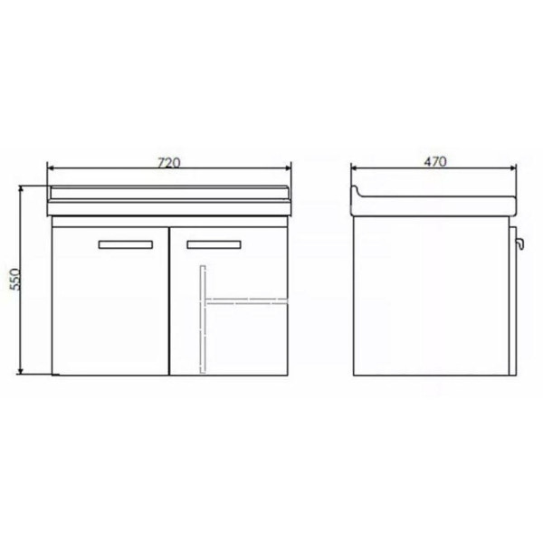 Тумба подвесная с раковиной Comforty Рига 700x470x550 белый глянцевый (00-00018684)