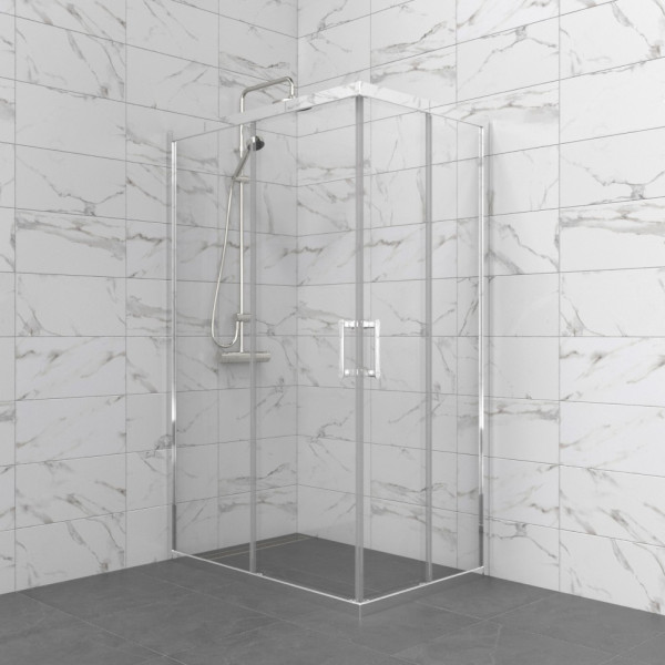 Душевой уголок Triton Фикс-хром 120x80  стекло прозрачное, профиль хром (DK398)