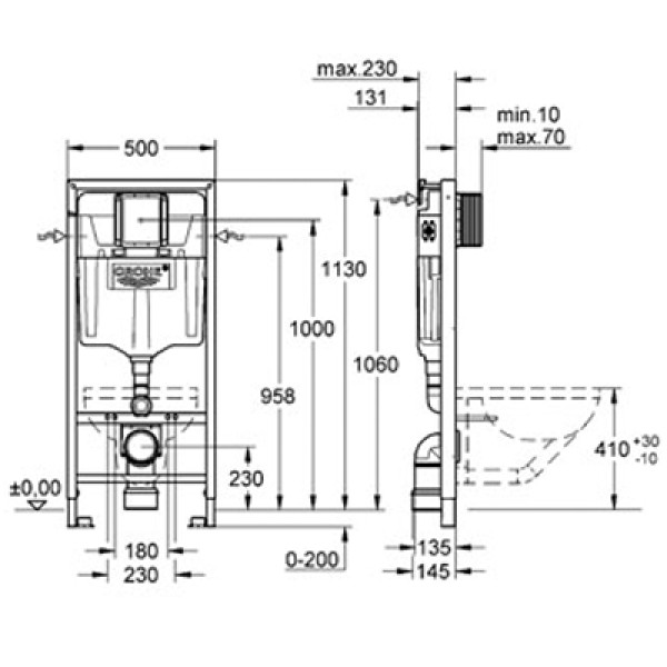 Инсталляция для подвесного унитаза Grohe Rapid SL (38539001)