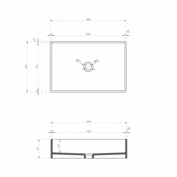 Раковина накладная ABBER Kristall 60x40 черная (AT2803Onyx)