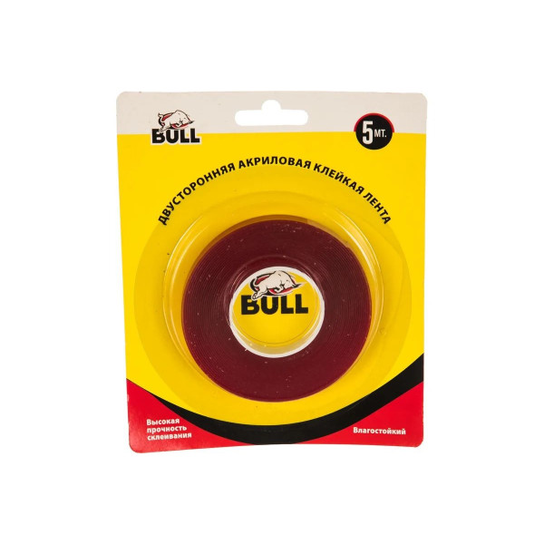 Скотч акриловый двухсторонний Bull 10 мм х 5 м (BAT1005)