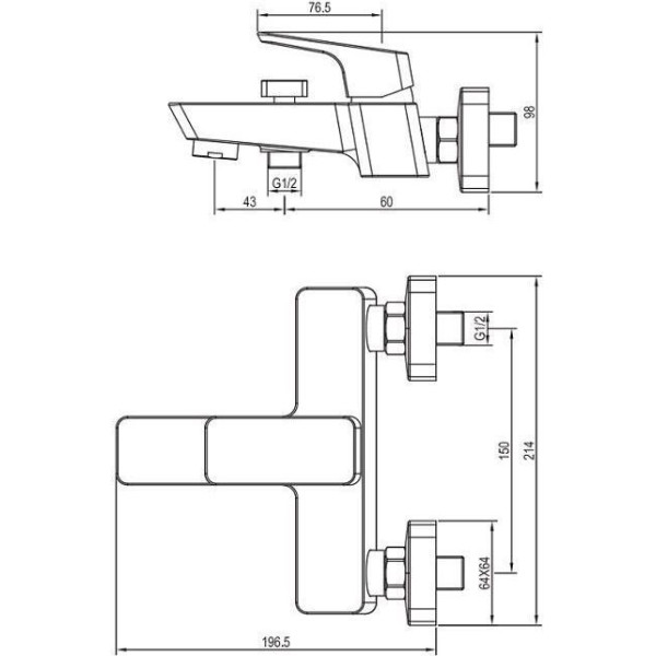 Смеситель для ванны и душа Aquanet Gotic черный матовый (AF440-20B)