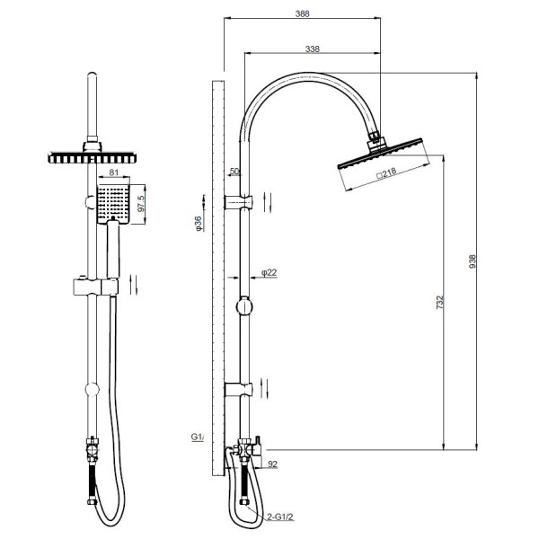 Душевой гарнитур Esko хром (ST02 ESKO)