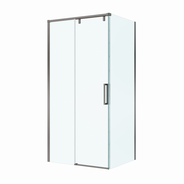 Душевой уголок BelBagno Soft Close-1 100x90x200 стекло прозрачное, профиль оружейная сталь матовая (SOFT_CLOSE-1-AH-1-100/90-C-GM)