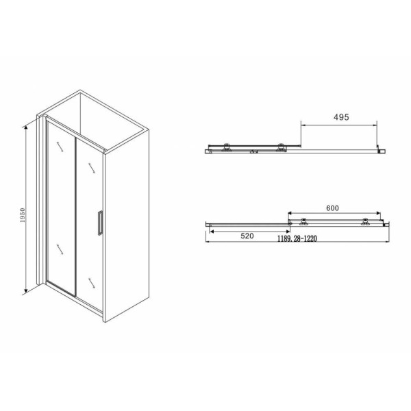 Душевая дверь Abber Schwarzer Diamant 1200*1950 стекло прозрачное, профиль черный (AG30120BH)