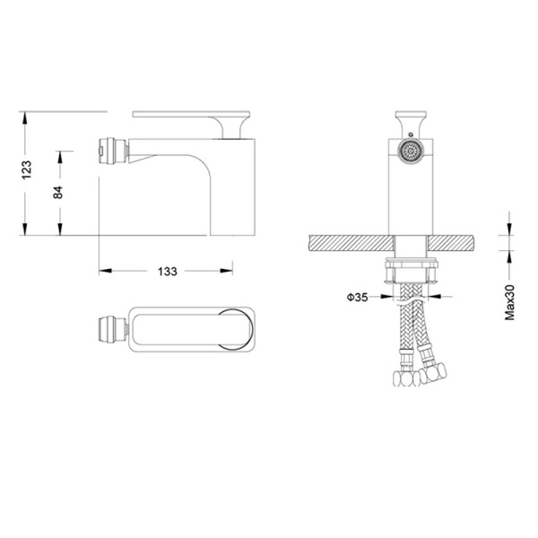 Смеситель для биде Timo Torne гибкая подводка, хром (4362/00F) Смеситель для биде Timo Torne гибкая подводка, хром (4362/00F)