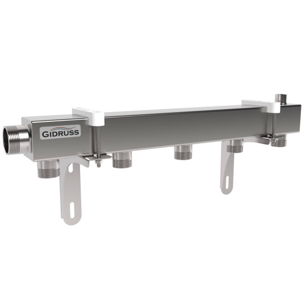 Коллектор распределительный Gidruss DMSS-32-25x5 (магистральное подкл. G 1 1/4", 5 контуров G 1", воздухоотвод. Rp 1/2", нерж ст.) (1G 00435 17) Коллектор распределительный Gidruss DMSS-32-25x5 (магистральное подкл. G 1 1/4", 5 контуров G 1", воздухоотвод. Rp 1/2", нерж ст.) (1G 00435 17)