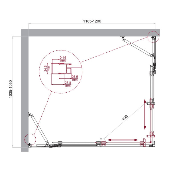 Душевой уголок BelBagno Luce 120x105x195 стекло прозрачное, профиль хром (LUCE-AH-22-120/105-C-Cr)
