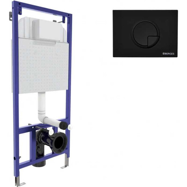 Инсталляция для подвесного унитаза Berges NOVUM R5 с клавишей (040225) черная Инсталляция для подвесного унитаза Berges NOVUM R5 с клавишей (040225) черная