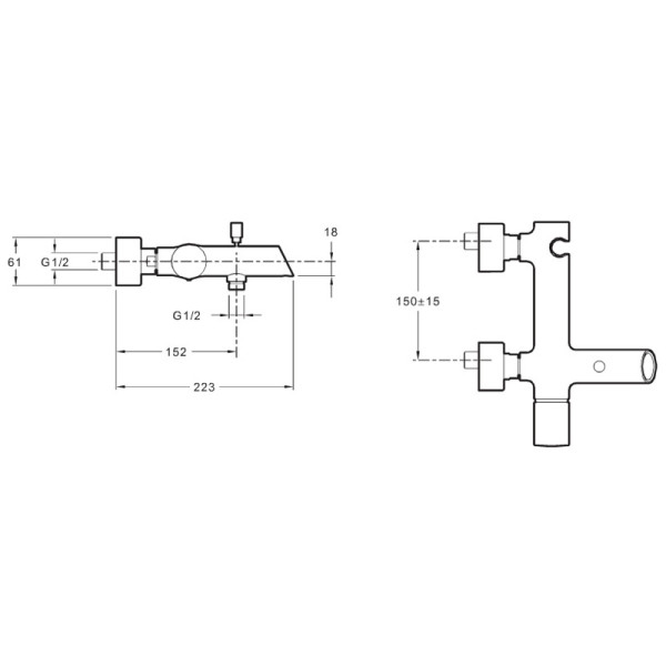 Смеситель для ванны и душа Jacob Delafon Toob (E8963-CP) Смеситель для ванны и душа Jacob Delafon Toob (E8963-CP)