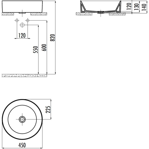Раковина накладная Creavit Nice 45x45 черный (NC045-00AM00E-0000)