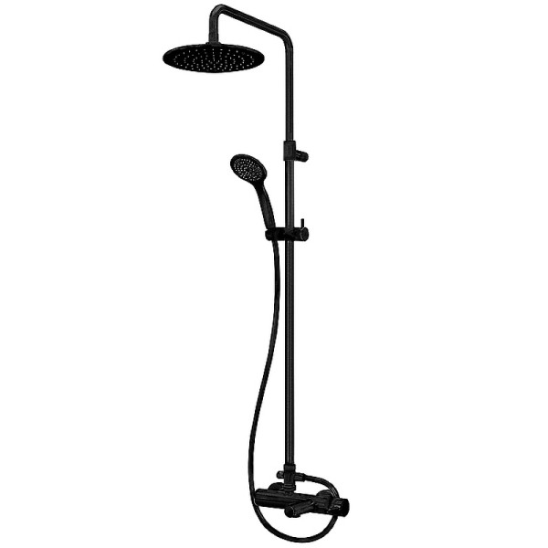 Душевая система CZR со смесителем для ванны, верхним и ручным душем, верхний душ 250 мм, черный матовый (CZR-B-CVD-NOP)