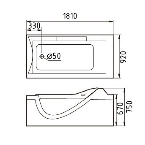 Ванна гидромассажная и аэромассажная Gemy G9055 K L 1810х920х750 L