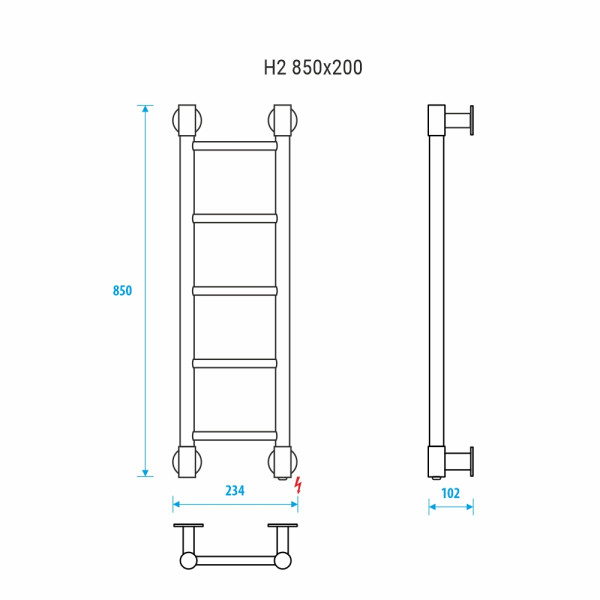 Полотенцесушитель электрический Energy H2 chrome G6 850х200 хром