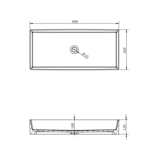 Раковина накладная Abber Rechteck 80x36x13 белая (AC2219)