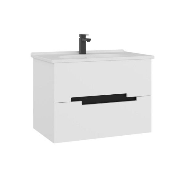 Тумба подвесная Orka Lodi 800x500x570 с раковиной белый, черный (5005885)