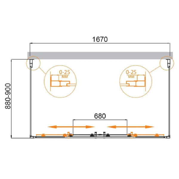 Душевой уголок Cezares Molveno 170x90x195 стекло прозрачное, профиль оружейная сталь (MOLVENO-AH-2/2-170/90-C-GM-IV)