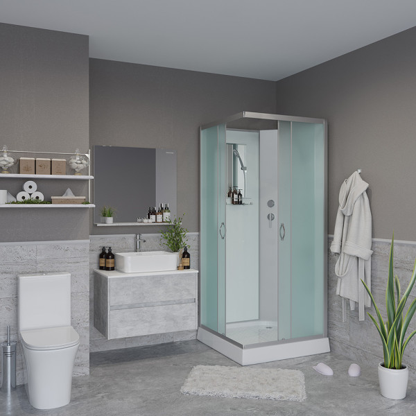 Душевая кабина Classic 90x90 стекло матовое, профиль хром матовый (NG-1101-14BK)