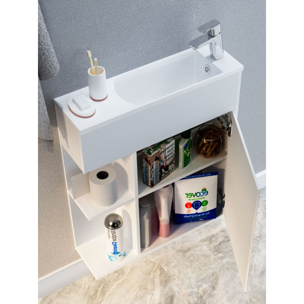 Тумба подвесная 1Marka Stretto 800*210*750 с раковиной, белая (У92325)