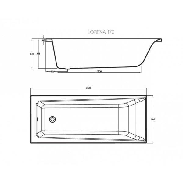 Ванна акриловая Cersanit Lorena 1700х700х435 (WP-LORENA*170)